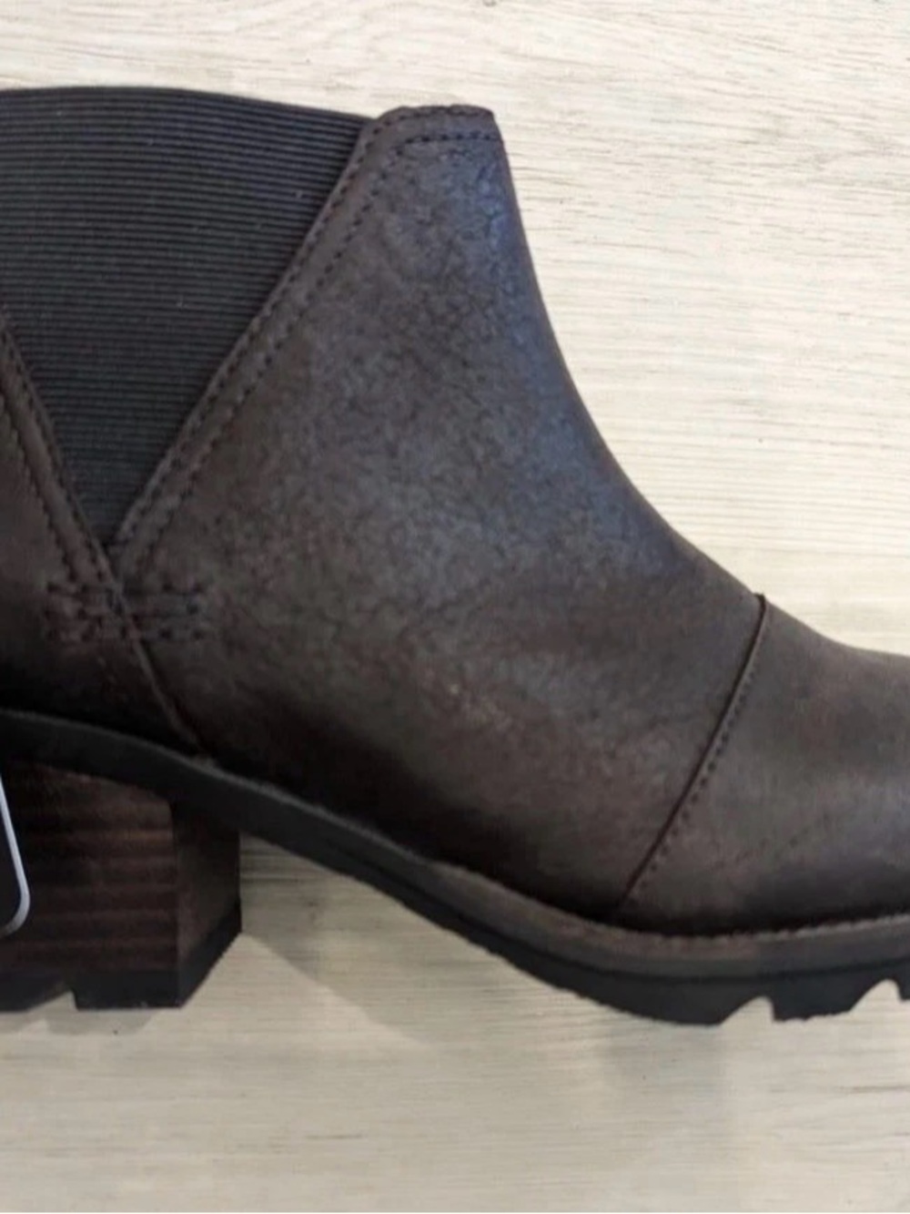 Sorel Women Cate Chelsea Blackened Brown Ankle Booties with Low Block Heel - Picture 2 of 5